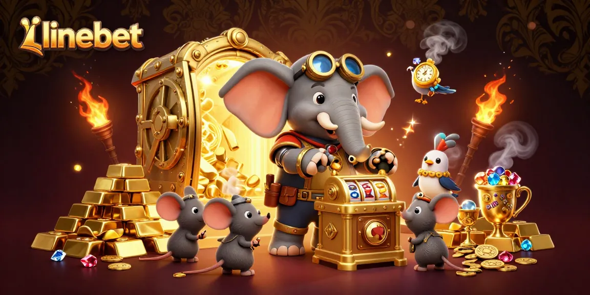Spin the golden slot machine at linebet with a steampunk elephant engineer and treasure galore.