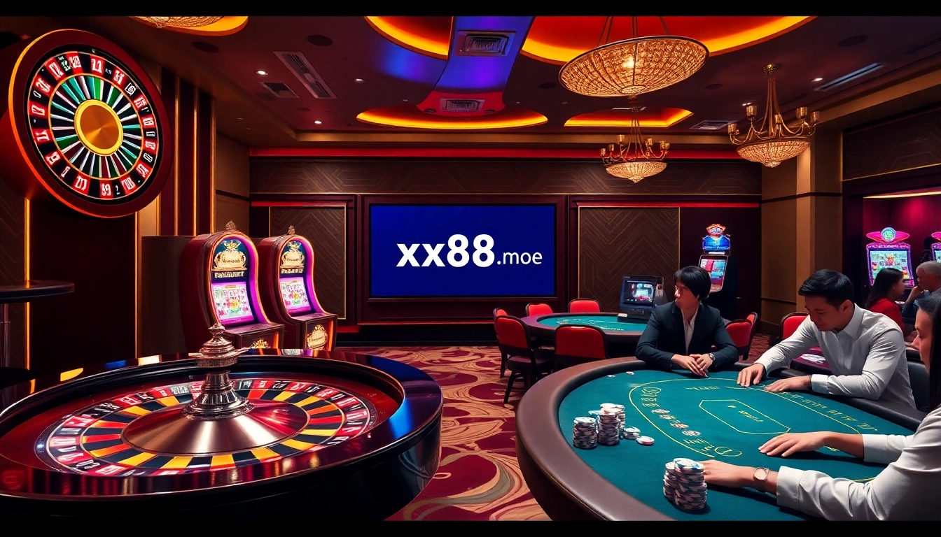 Experience high-stakes excitement at https://xx88.moe/ with elegant casino visuals featuring roulette and poker.