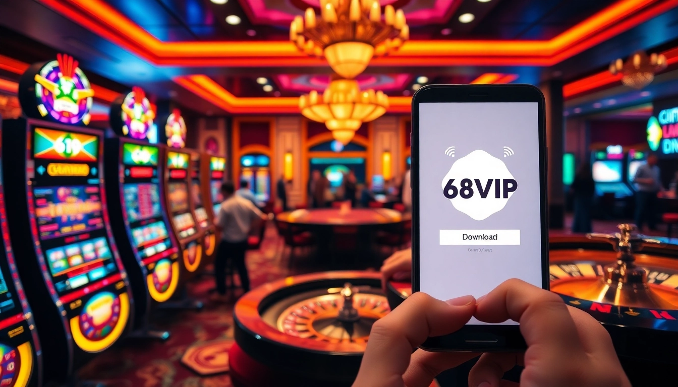 Play exciting games while Tải App Nhà Cái 68VIP on your mobile device in a luxurious casino environment.