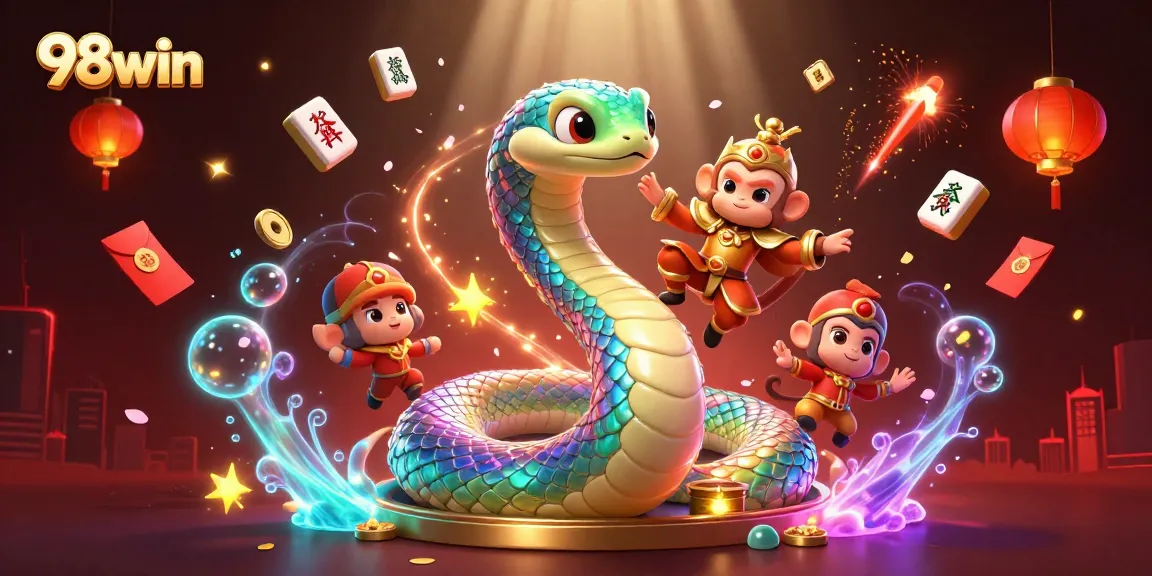 Experience thrilling gaming at 98win with vibrant symbols and a lively scene.