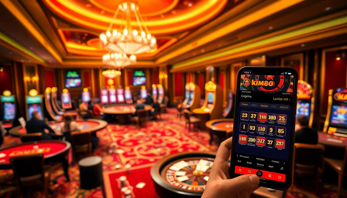 Experience thrilling gameplay at kim88 with poker chips and roulette wheels enhancing the excitement.