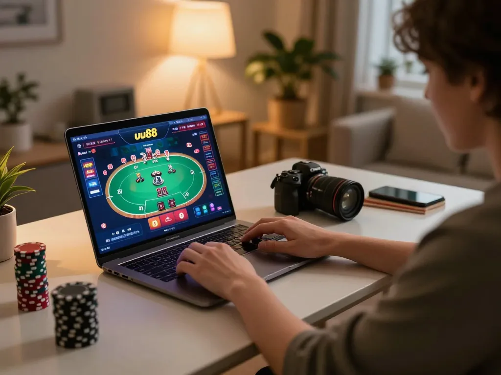 Engaging gameplay on uu88's online casino displayed on a laptop