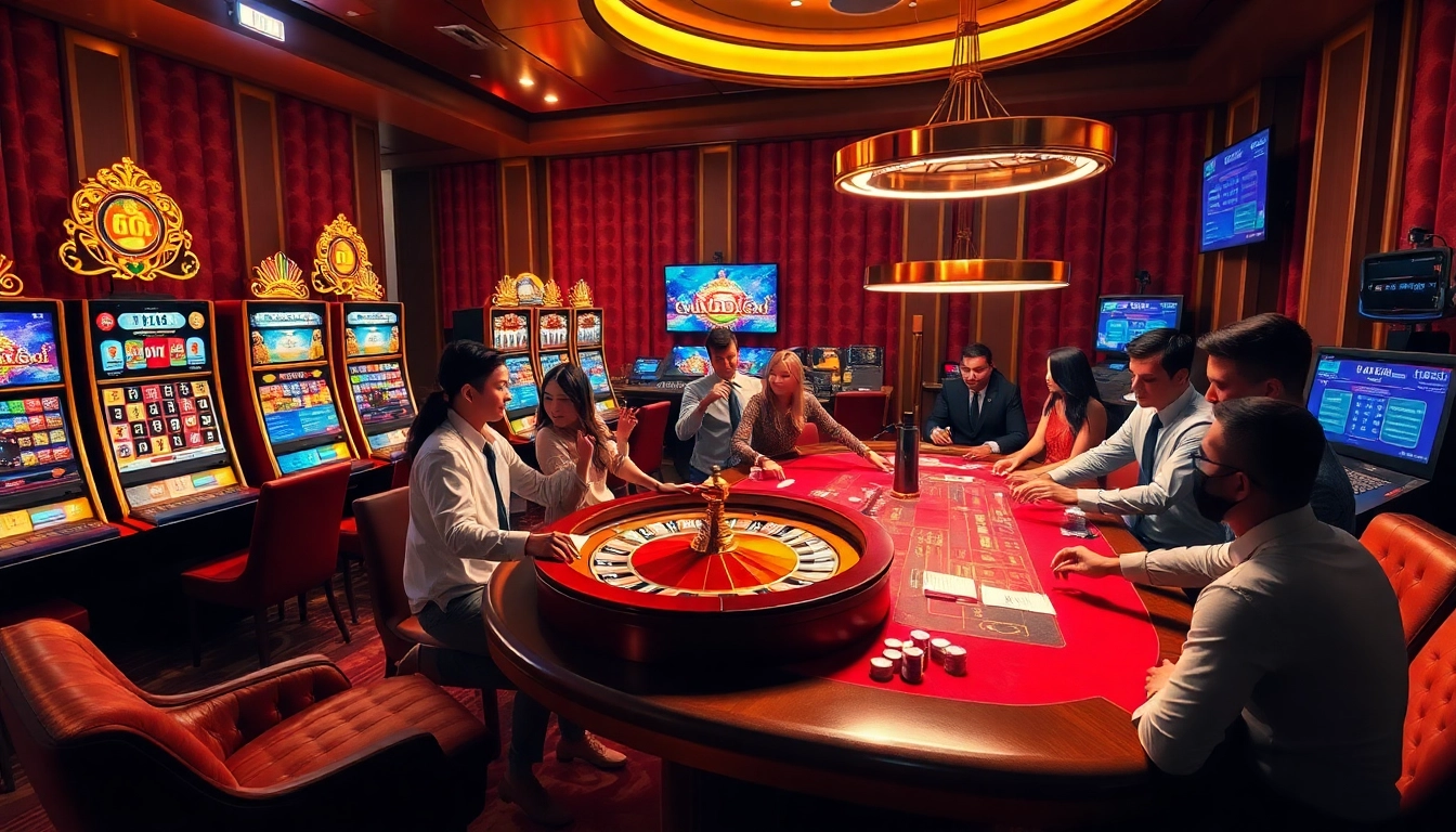 Engaging players enjoying games at https://zk88.club/ in a vibrant and luxurious casino setting.