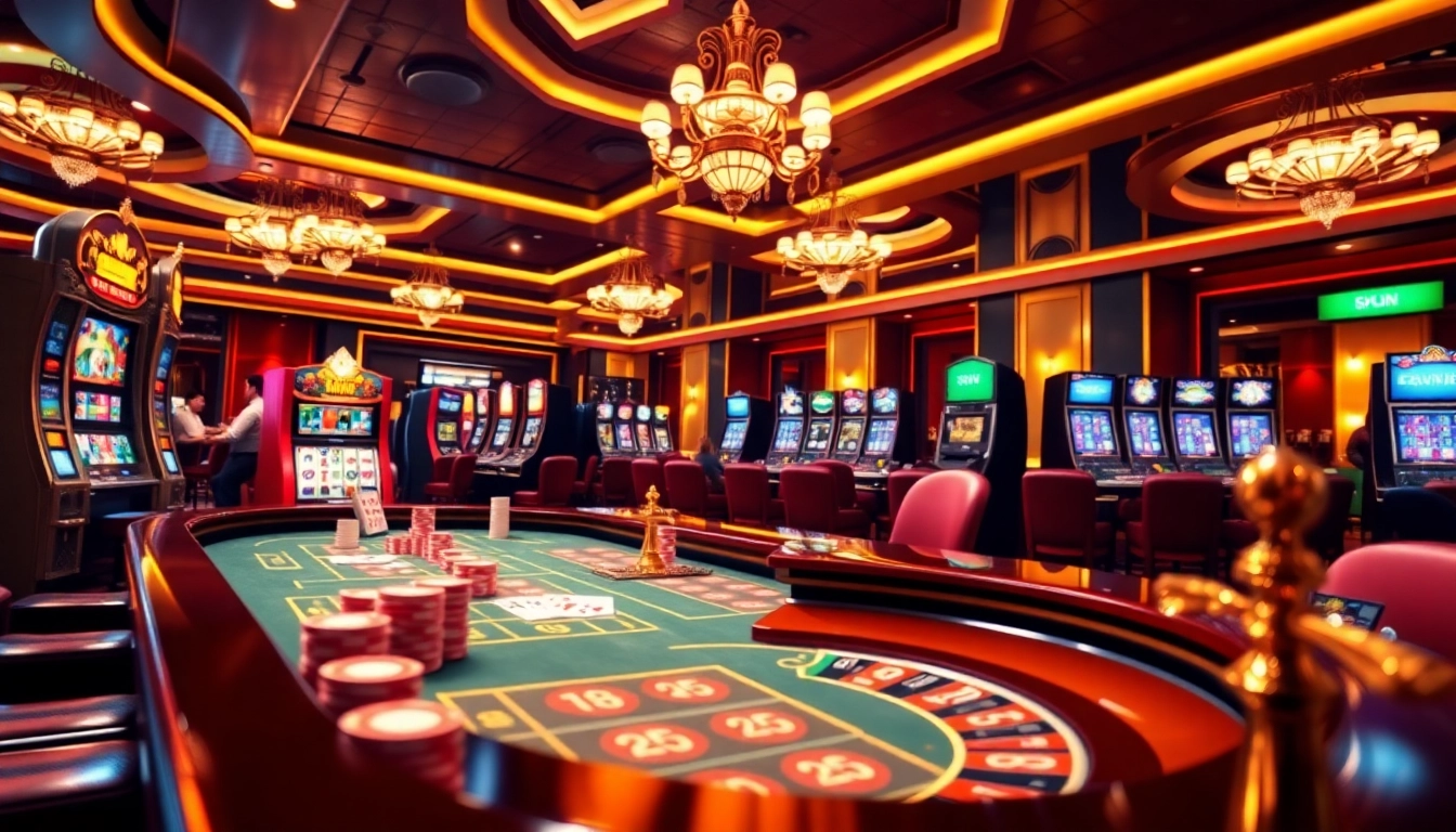 Experience the excitement of betting at nhà cái gk88 with an engaging casino scene featuring roulette wheels and poker chips.