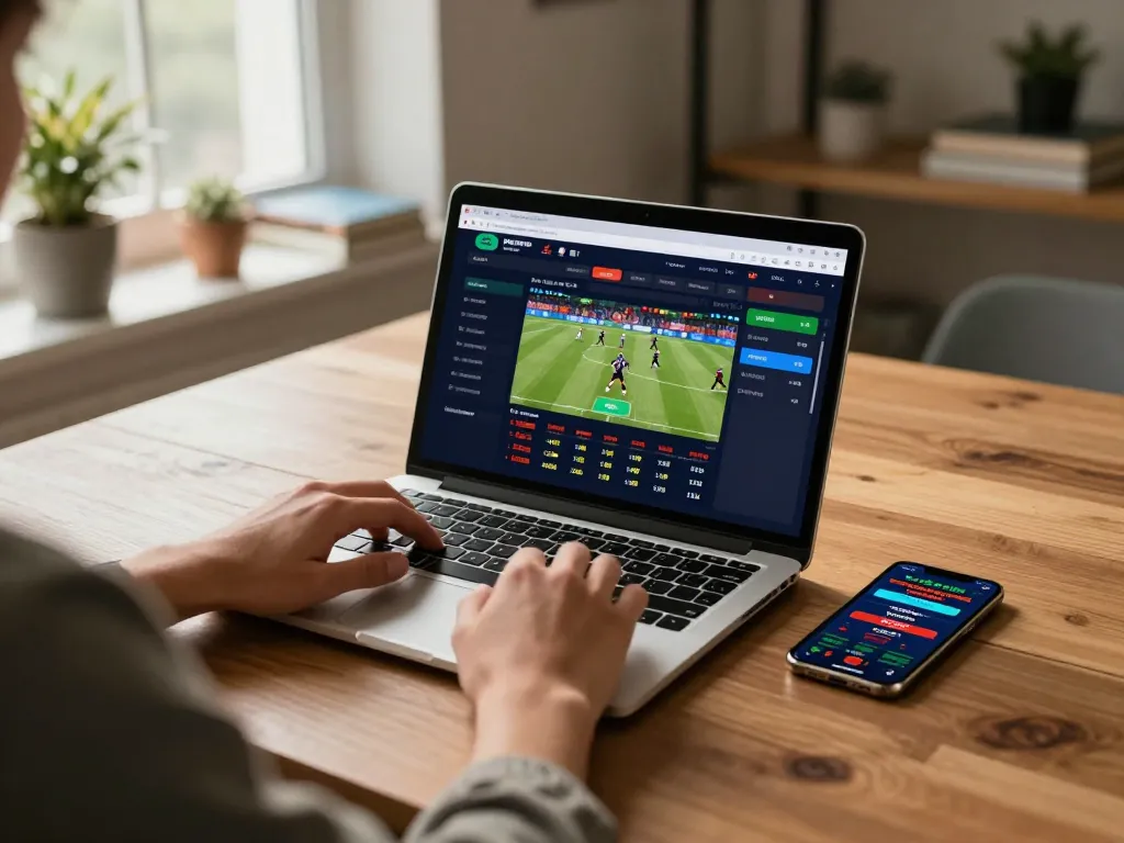 Betting online at Fun79 with live sports odds displayed on laptop screen