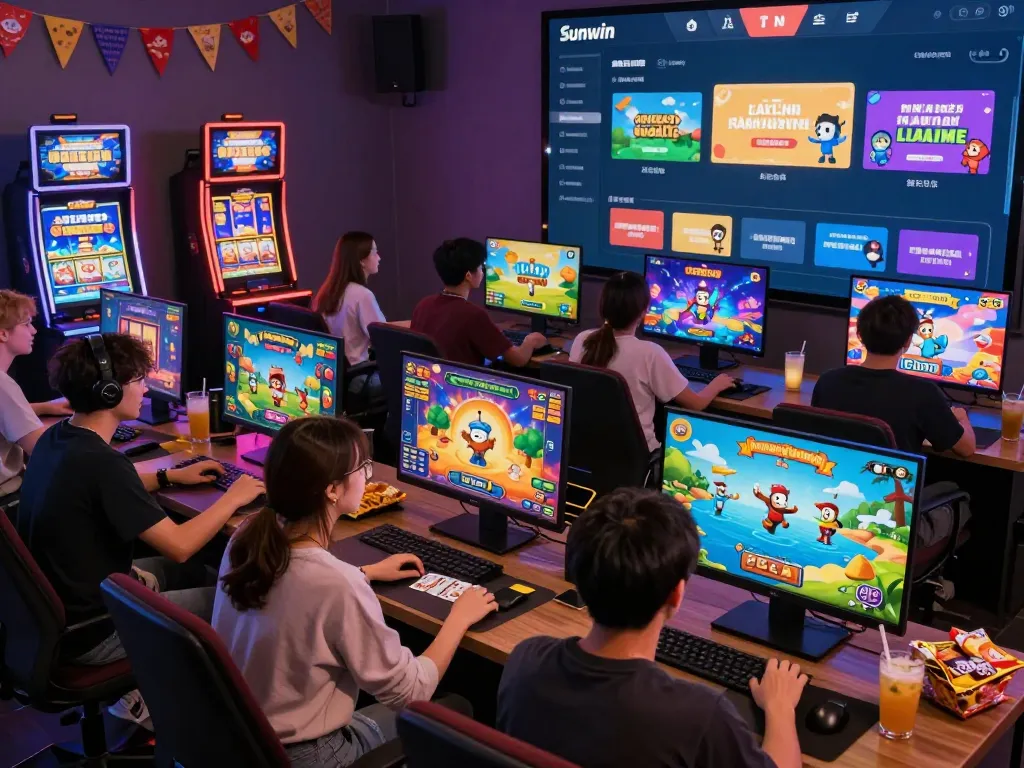 Players enjoying games on Sunwin's online platform, showcasing diverse gaming experiences and vibrant graphics.