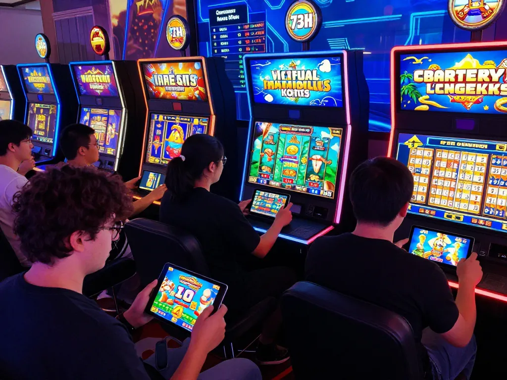 73H online gaming experience with players enjoying live casino games and fishing slots, vibrant digital graphics