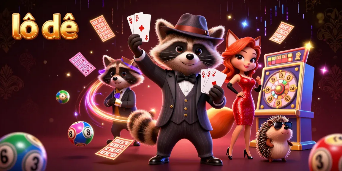 Engage in the lô đề game with our cartoon characters; a suave raccoon, a stylish fox, and a bouncer hedgehog represent rich gambling culture.