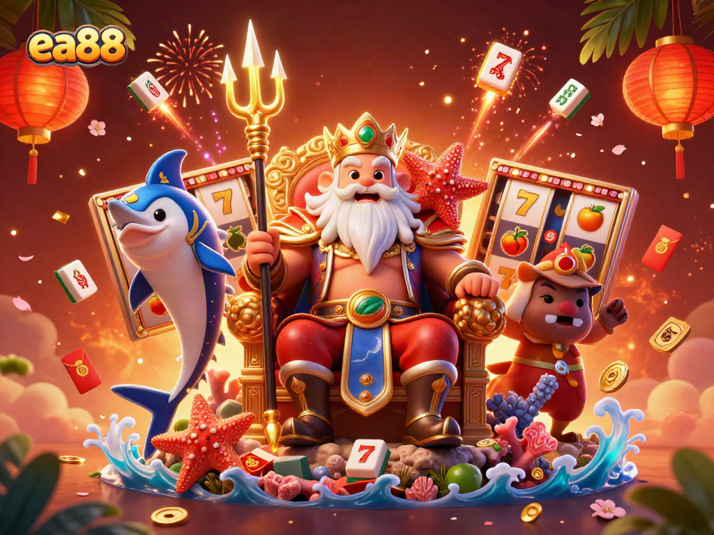 Spin to win exciting jackpots at ea88 with vibrant casino-themed 3D illustration.