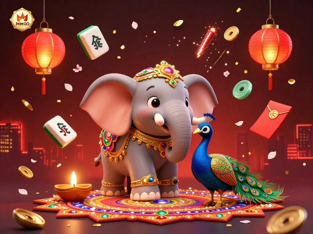 Engage in thrilling gameplay at MMOO with a vibrant casino-themed illustration showcasing colorful characters and dynamic elements.