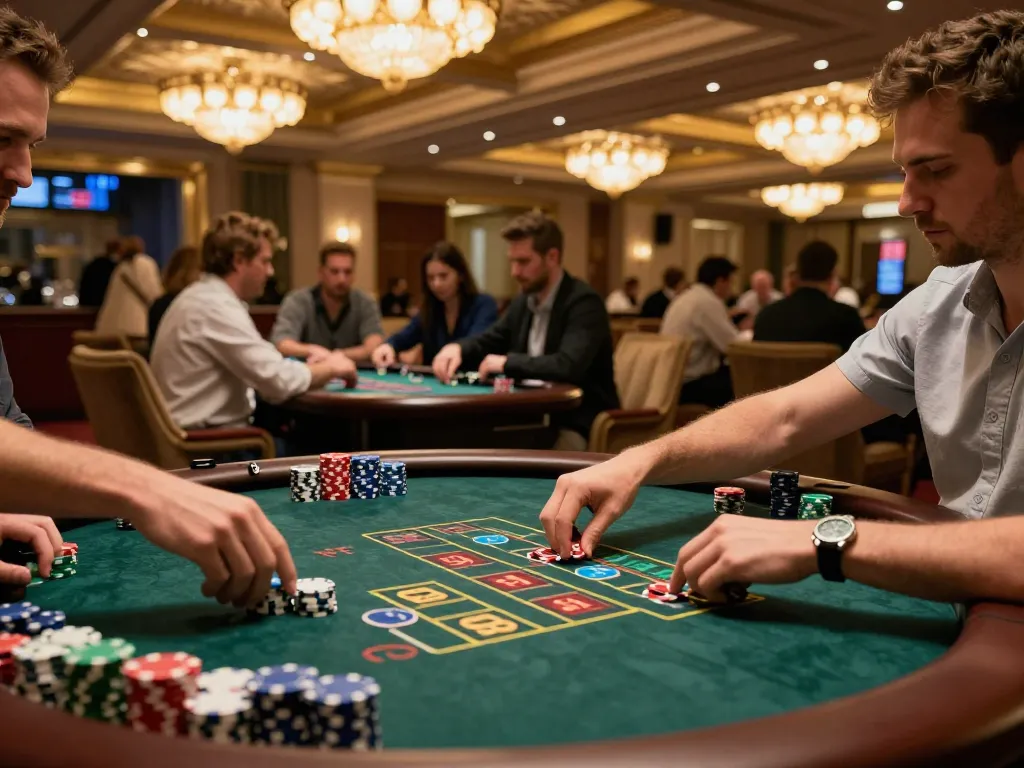fabet1 players engaged in dynamic gameplay at a lavish casino table atmosphere