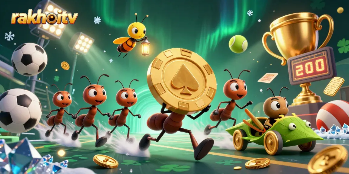 Experience thrilling sports action with rakhoitv as ants steal a giant poker chip in this vibrant scene.