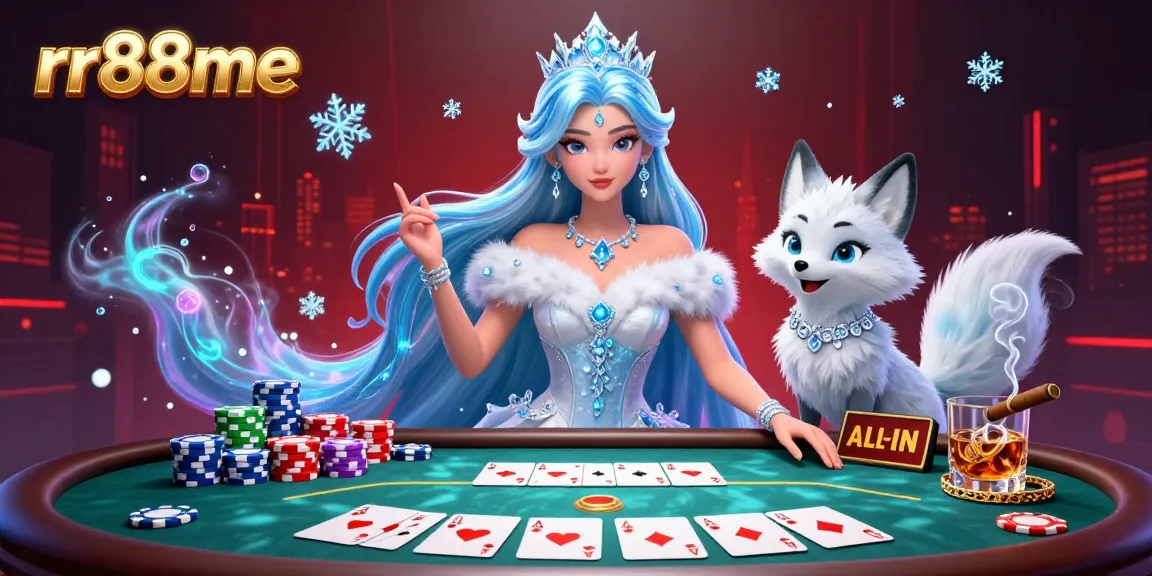 Experience the thrilling world of rr88me with a stunning casino illustration, showcasing dynamic poker elements and enchanting characters.