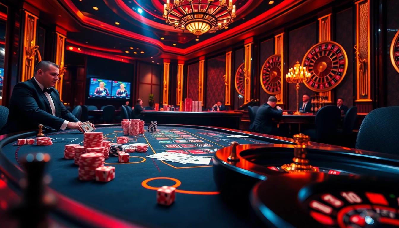 Experience high-stakes gaming at okwin with vibrant casino tables and exciting betting elements.