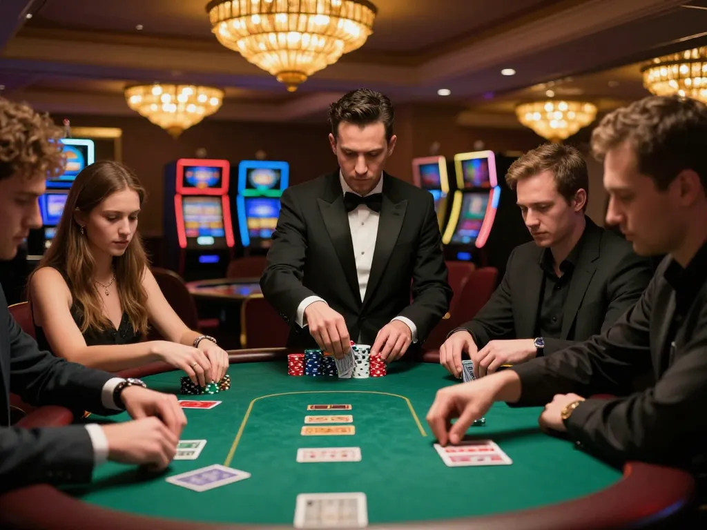 Poker players strategizing at a table during an exciting game night at 789win 37 casino.