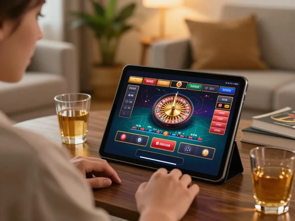 Engaging player enjoying live dealer games on tablet, discovering 555win online casino.