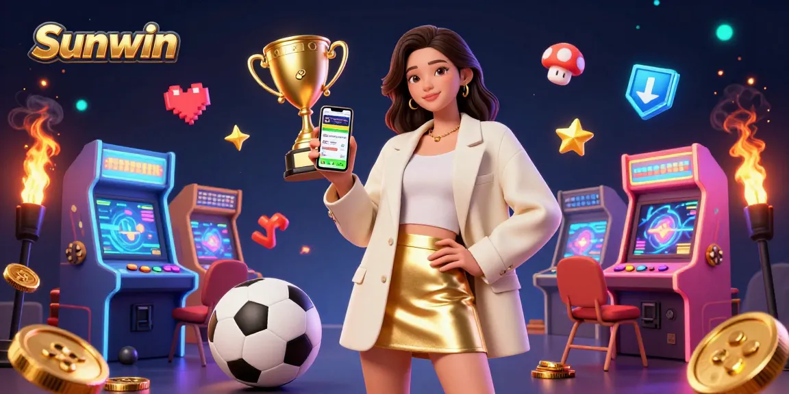 Experience the thrill at Sunwin casino with a vibrant illustration showcasing sports betting action.