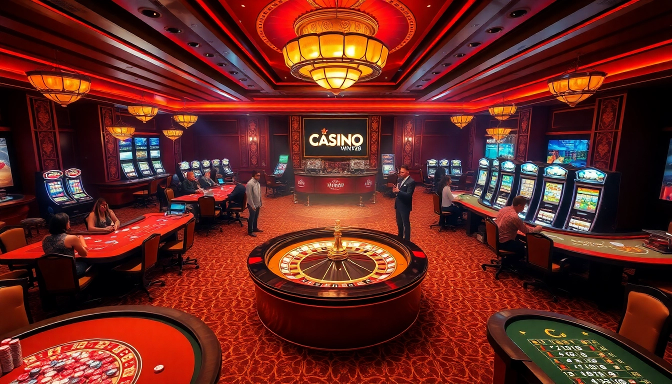 Experience the thrill of Casino WIN678 with vibrant slot machines and elegant poker tables.