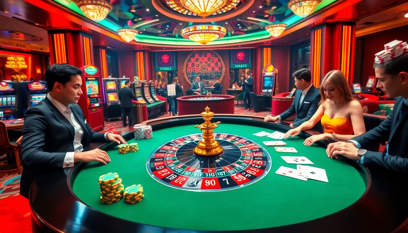 Experience the thrill of winning at 789bet in a luxurious casino atmosphere with vibrant gaming elements.
