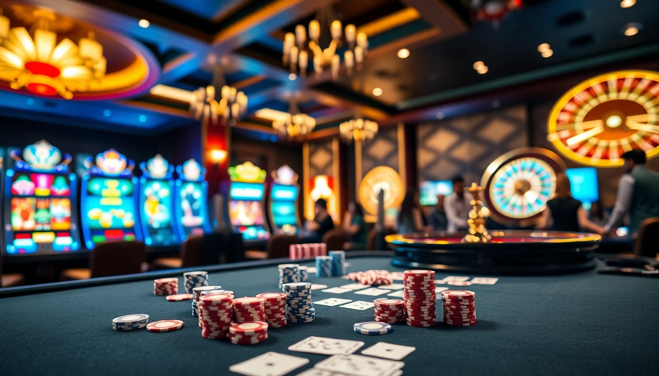 Casino gaming excitement at XX88.com with vibrant slots, poker, and roulette.