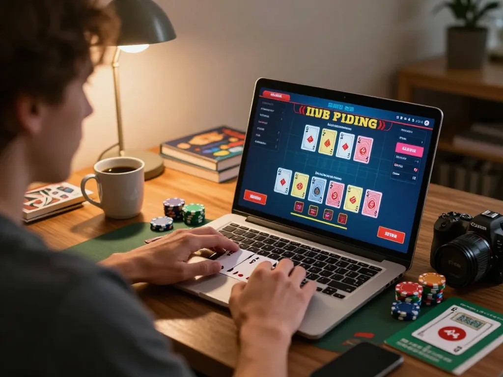 Engaging live dealer blackjack experience online at home, showcasing hd88qq strategy with cards and warm atmosphere