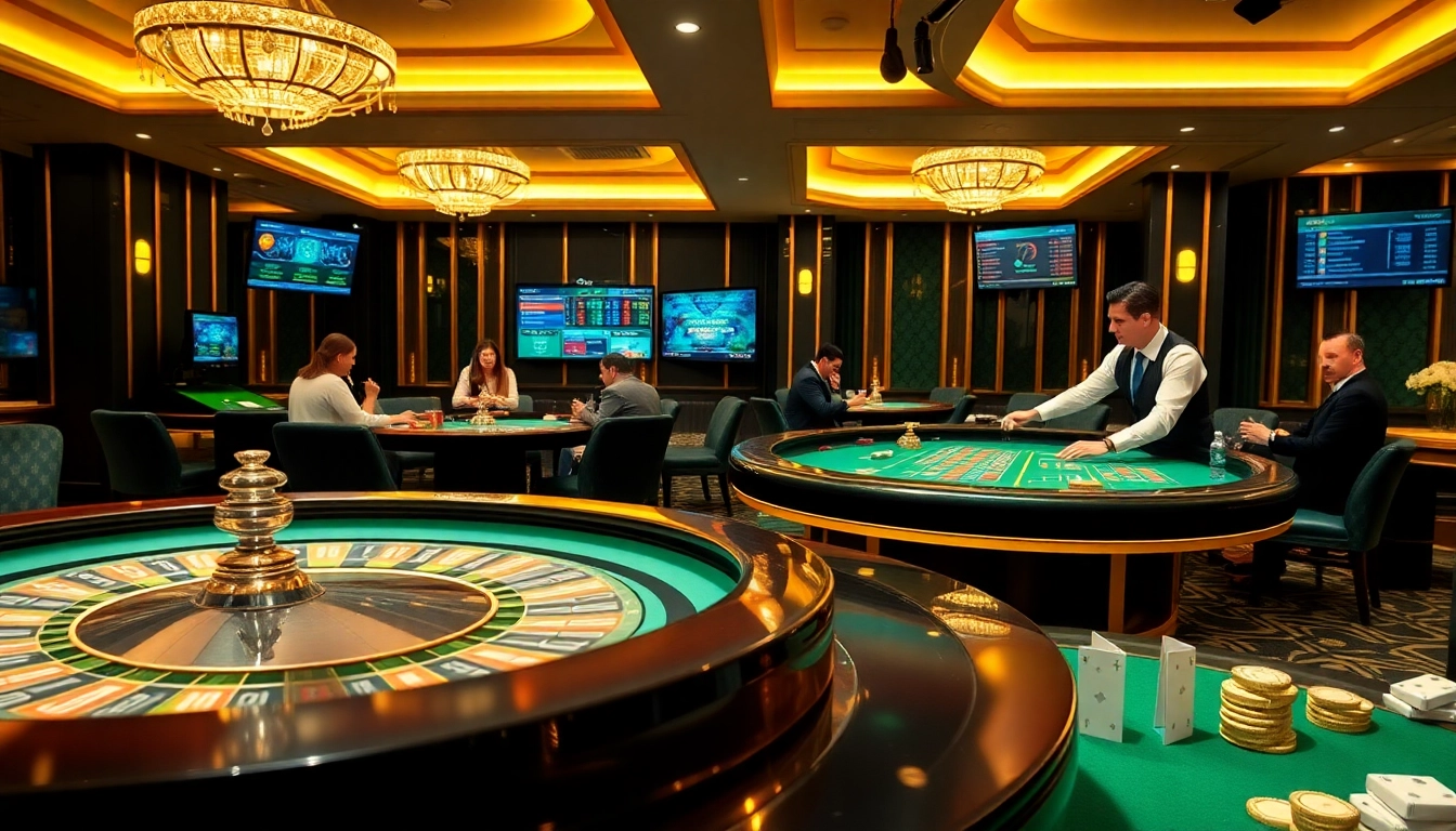 Experience the thrill of winning at surewin casino with vibrant gameplay and elegant table setups.