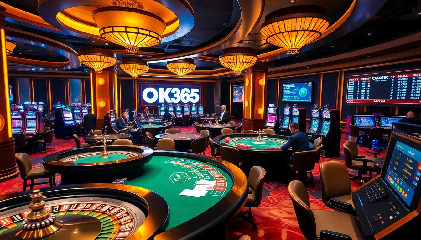 Experience thrilling gambling at OK365 with vibrant casino settings and engaging games.