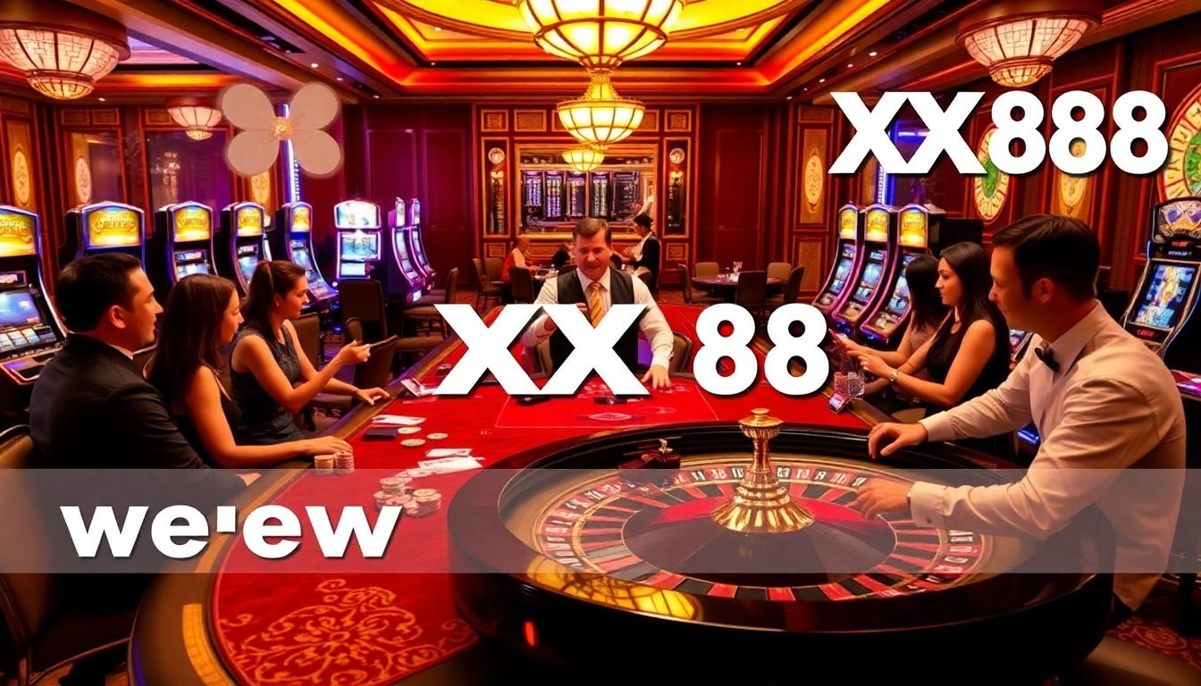 Experience the excitement of gambling at XX88 casino with vibrant gaming and slot machines.