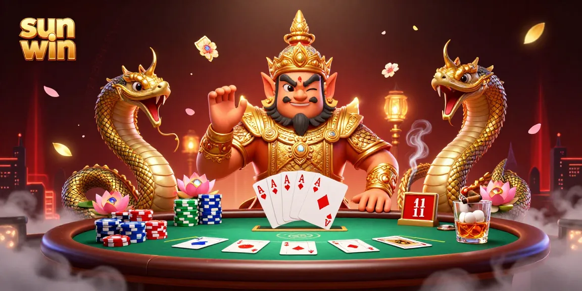 Experience the thrill of sun win at this vibrant poker table while enjoying an exciting gaming atmosphere.