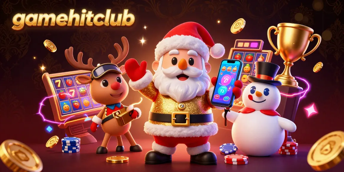 Experience dynamic gaming action at gamehitclub with festive characters in a vibrant casino setting.