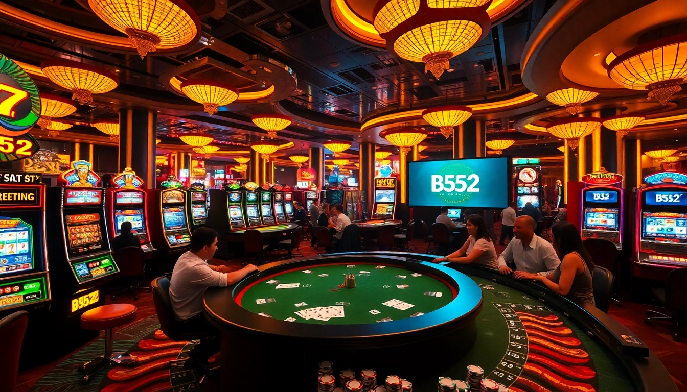 B52 gaming experience with vibrant tables and casino excitement for gamblers.