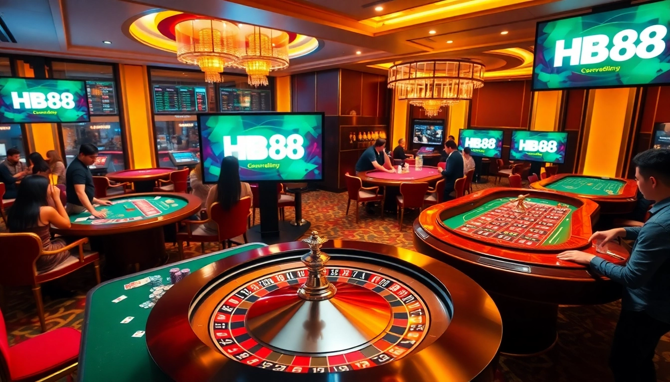 HB88 showcasing thrilling online casino gameplay with vibrant tables and engaging players.