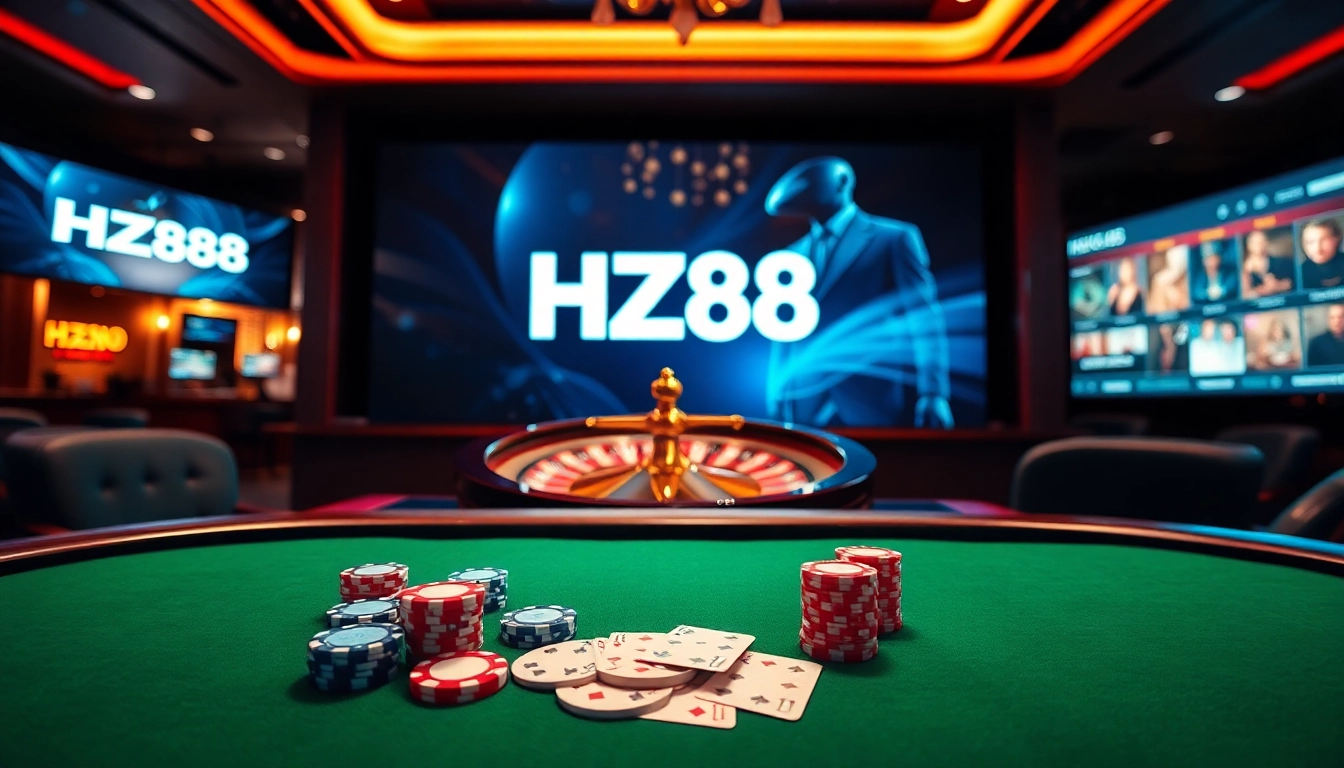 Experience the excitement of HZ88’s online casino with vibrant poker and roulette action.
