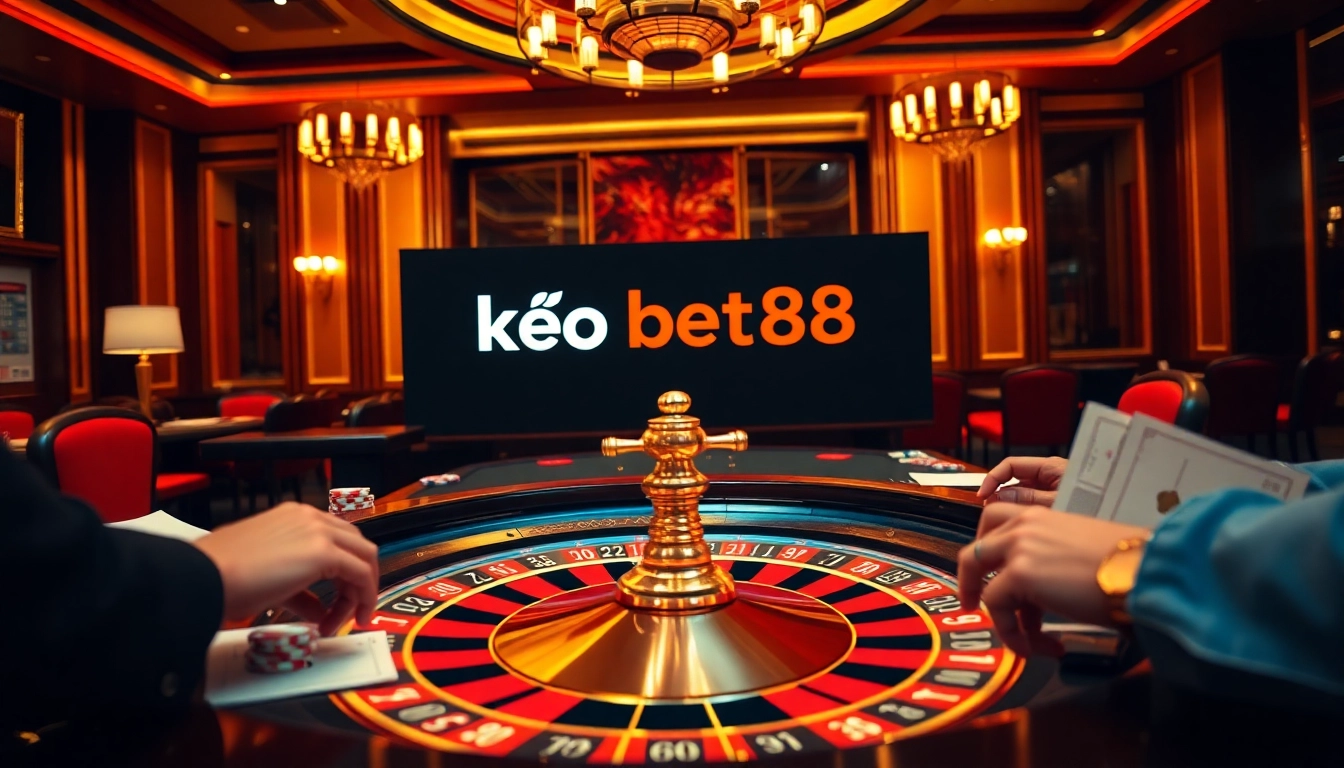 Experience the excitement of kèo bet88 at a luxurious roulette table with vibrant poker chips.