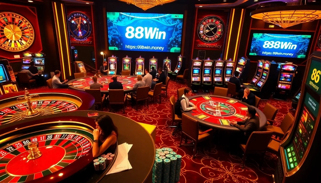 Experience exciting gaming at https://98win.money/ with vibrant roulette wheels and poker tables.