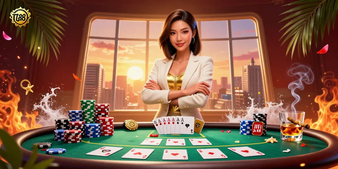 Experience thrilling gameplay at TG88 with an elegant Asian woman delivering a powerful gaming promotion.