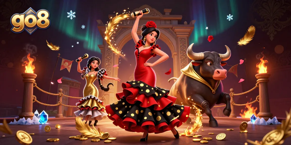 Win big at go8 with a dynamic casino scene featuring dancing and excitement.