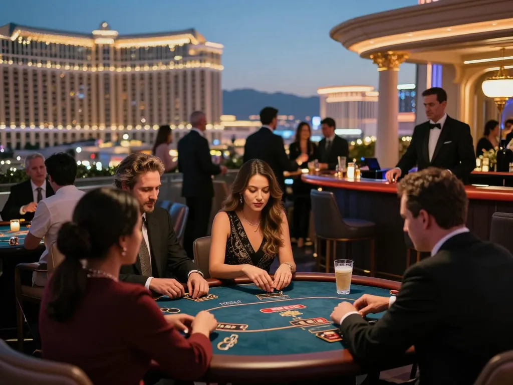 Players engaging in an intense poker game at 789Club's upscale casino, highlighting luxury and strategy