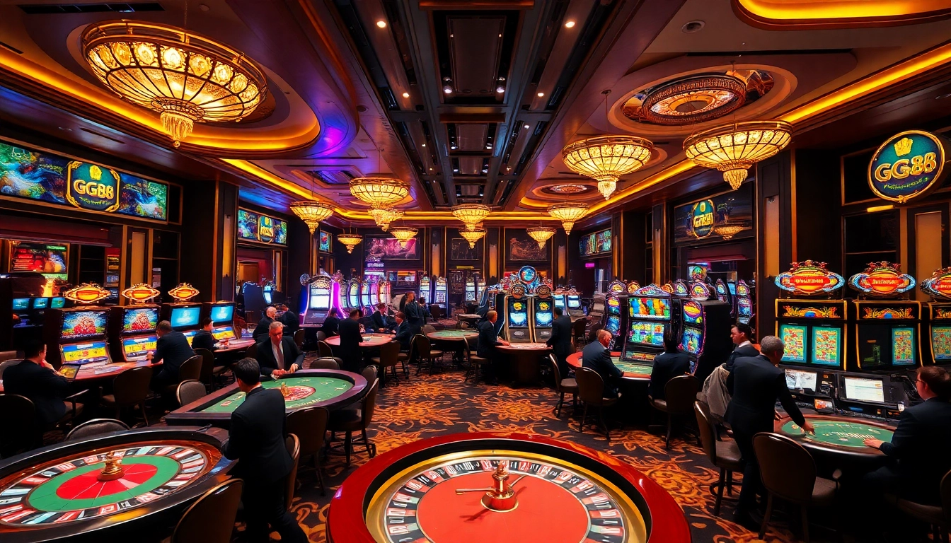 Players enjoying a lively game in the luxurious GG88 casino environment.