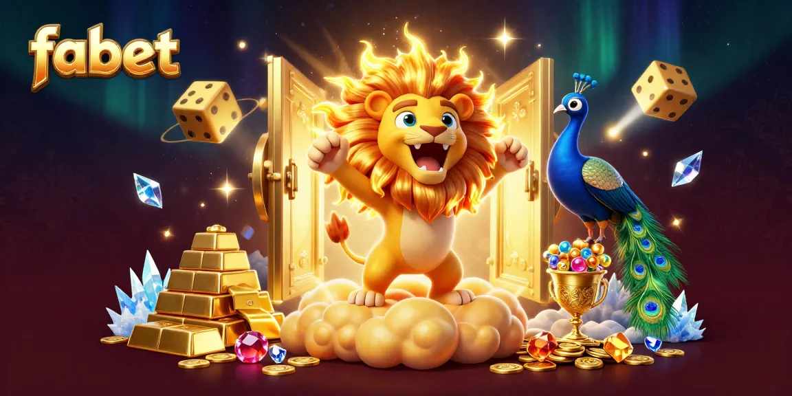 Experience the thrill of betting at fabet with vibrant 3D casino graphics showcasing golden treasures.