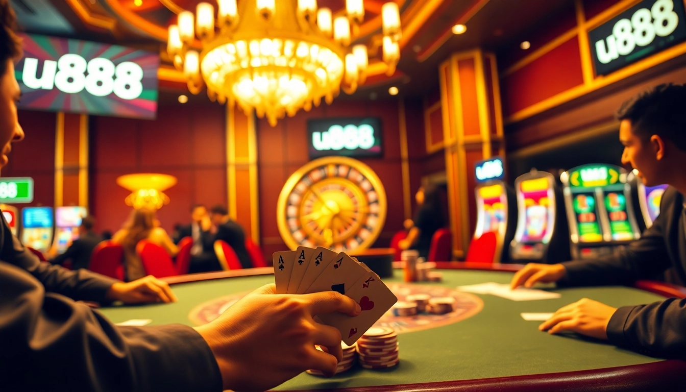 Experience thrilling poker action at u888, where skill meets excitement in a vibrant casino scene.