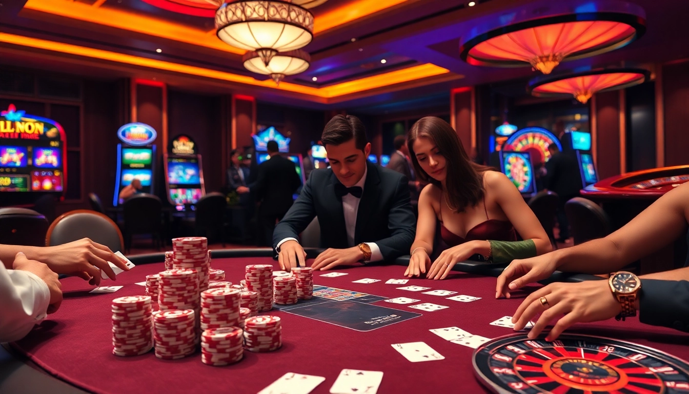 Experience thrilling gameplay at 33Win's glamorous poker table with professional players.
