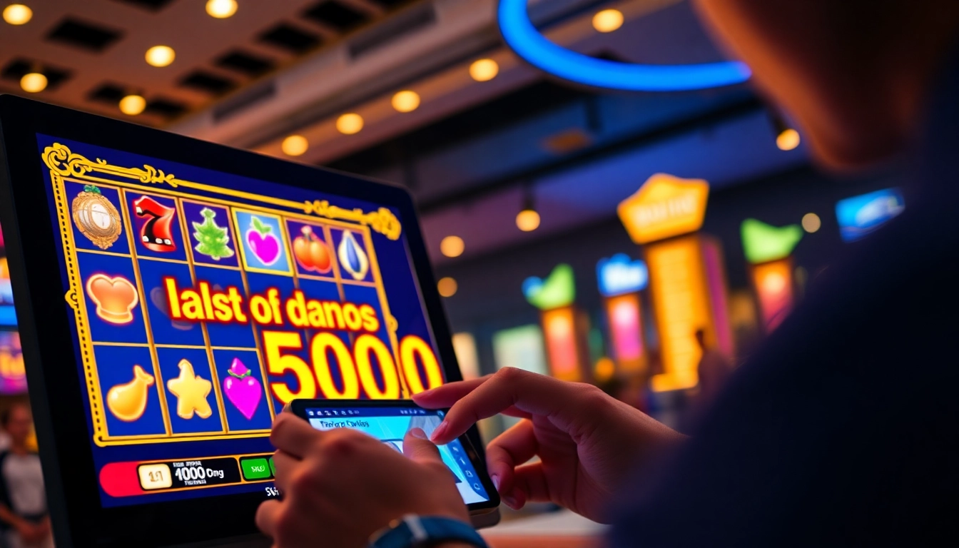 Exciting slot dana 5000 online gambling scene featuring vibrant digital interface and low deposit options.