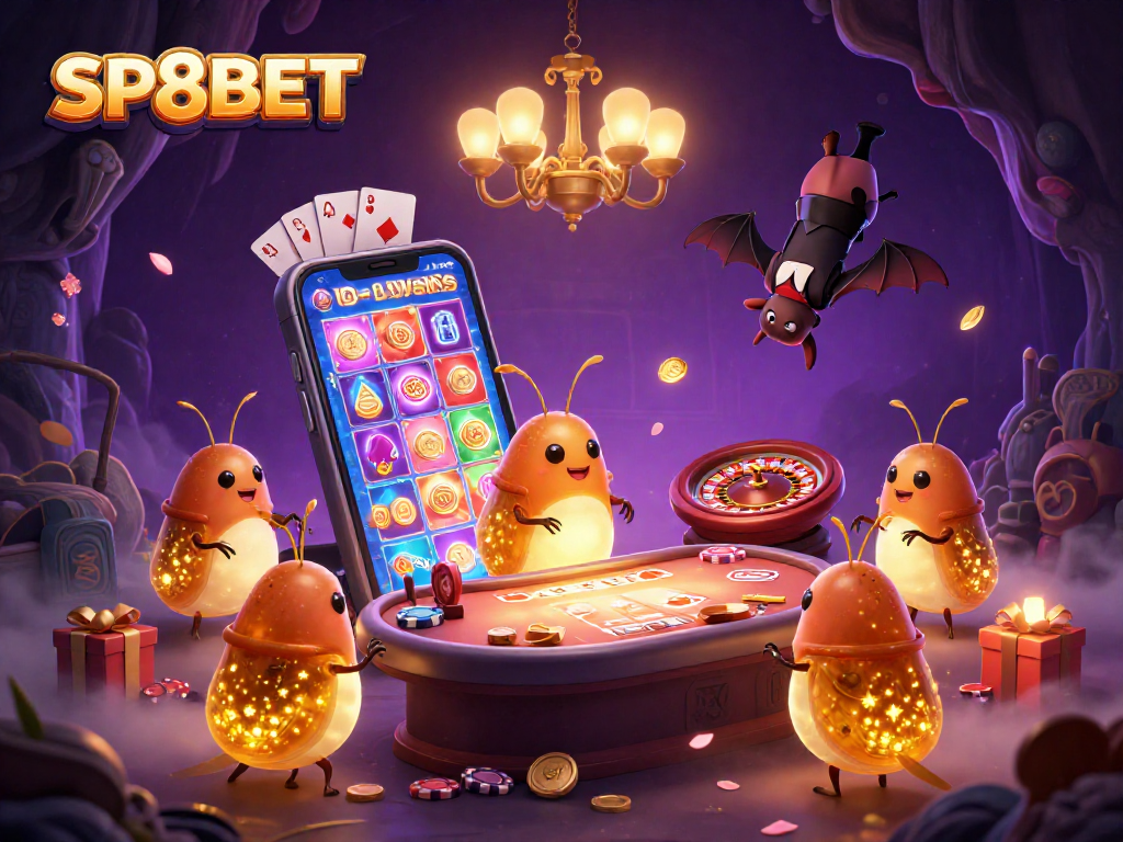 Join the thrilling world of SP8BET with vibrant casino elements and illuminated glowworms!