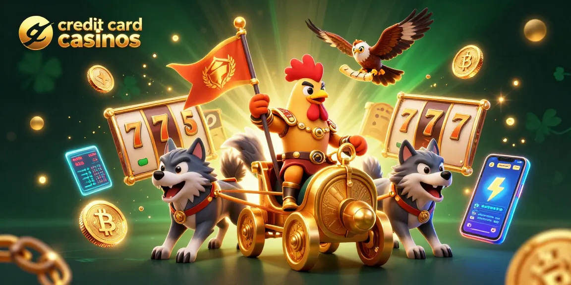 Experience the excitement of credit card casinos with a vibrant 3D illustration highlighting gaming and rewards.
