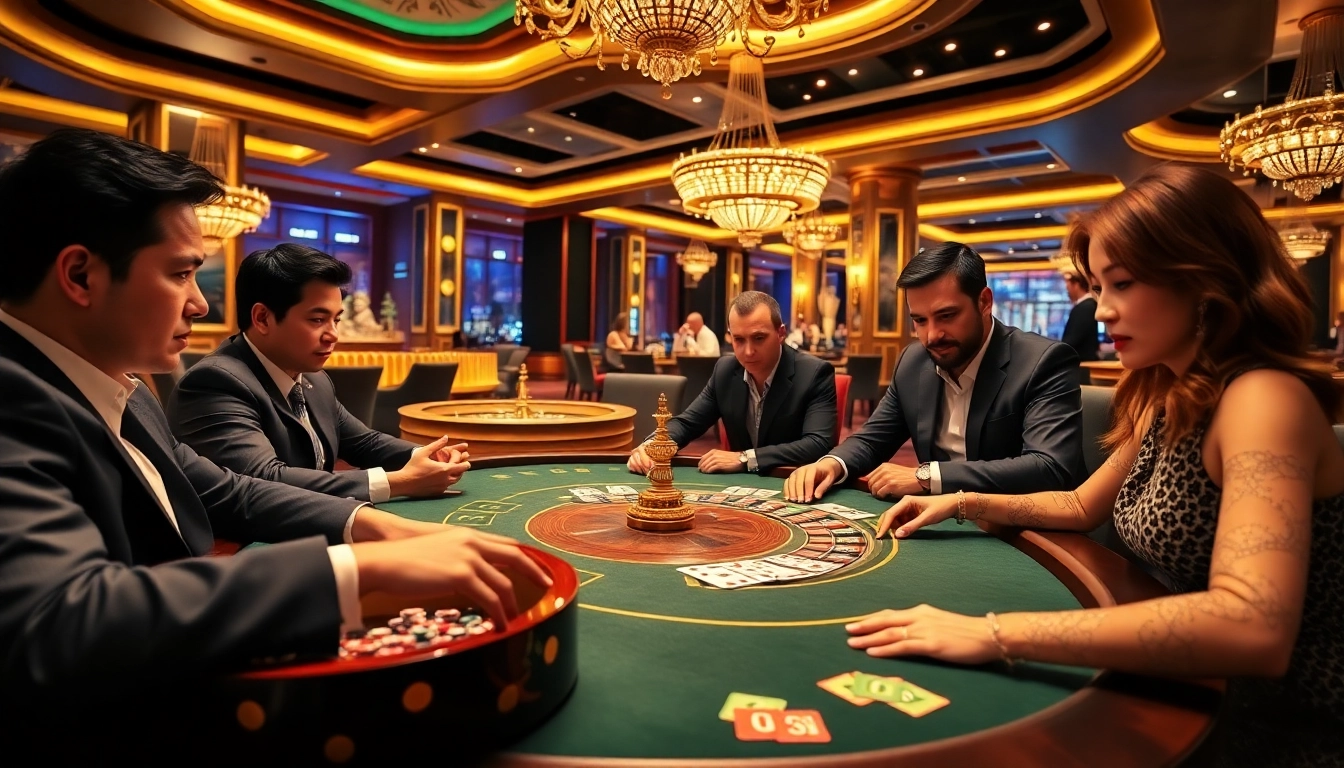 Players enjoying a high-stakes poker game at HB88 casino.