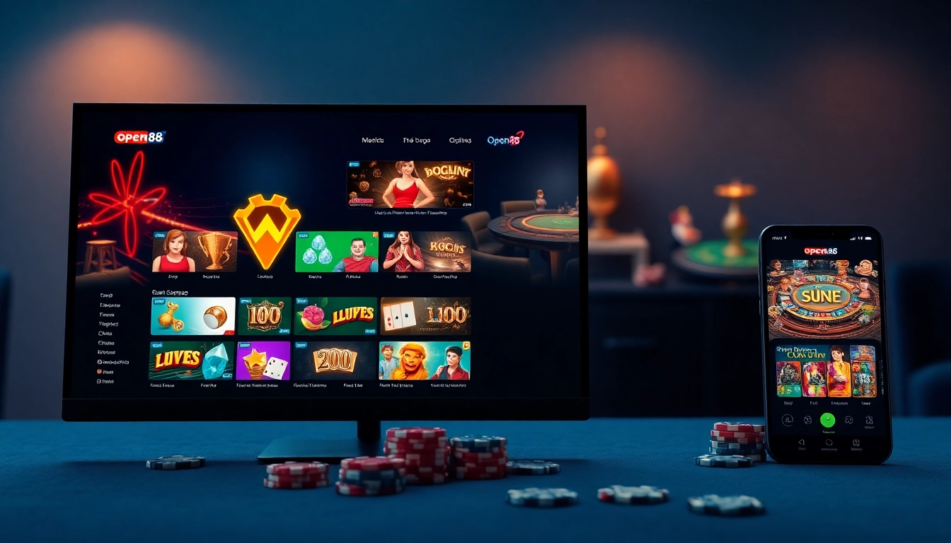 Experience the excitement of Trang chủ open88 with a modern online casino interface showcasing engaging games.