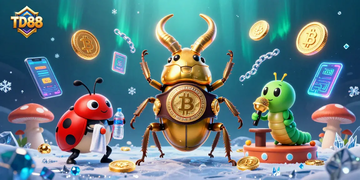 Engage with TD88's vibrant casino action featuring colorful characters and dynamic crypto elements.