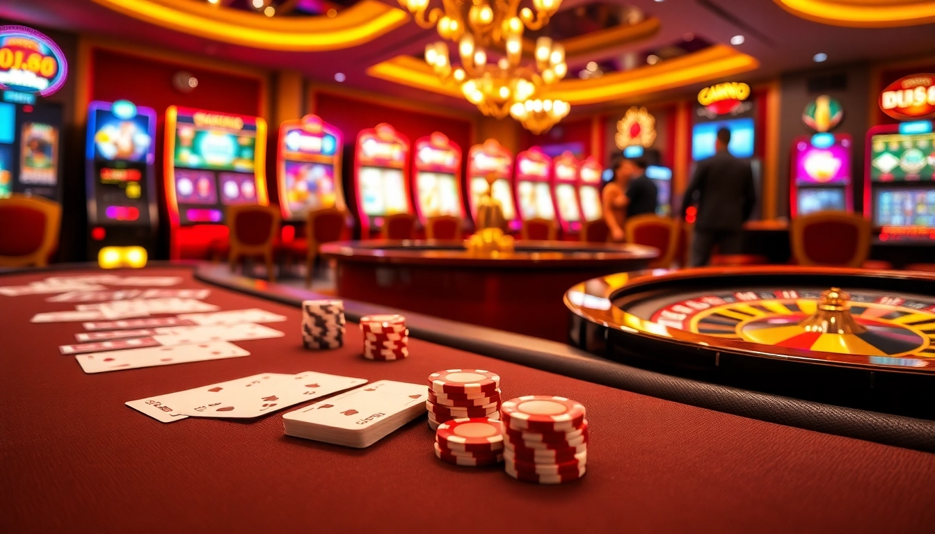 Winning at https://du88.sbs/ with luxurious gaming tables and vibrant slot machines.