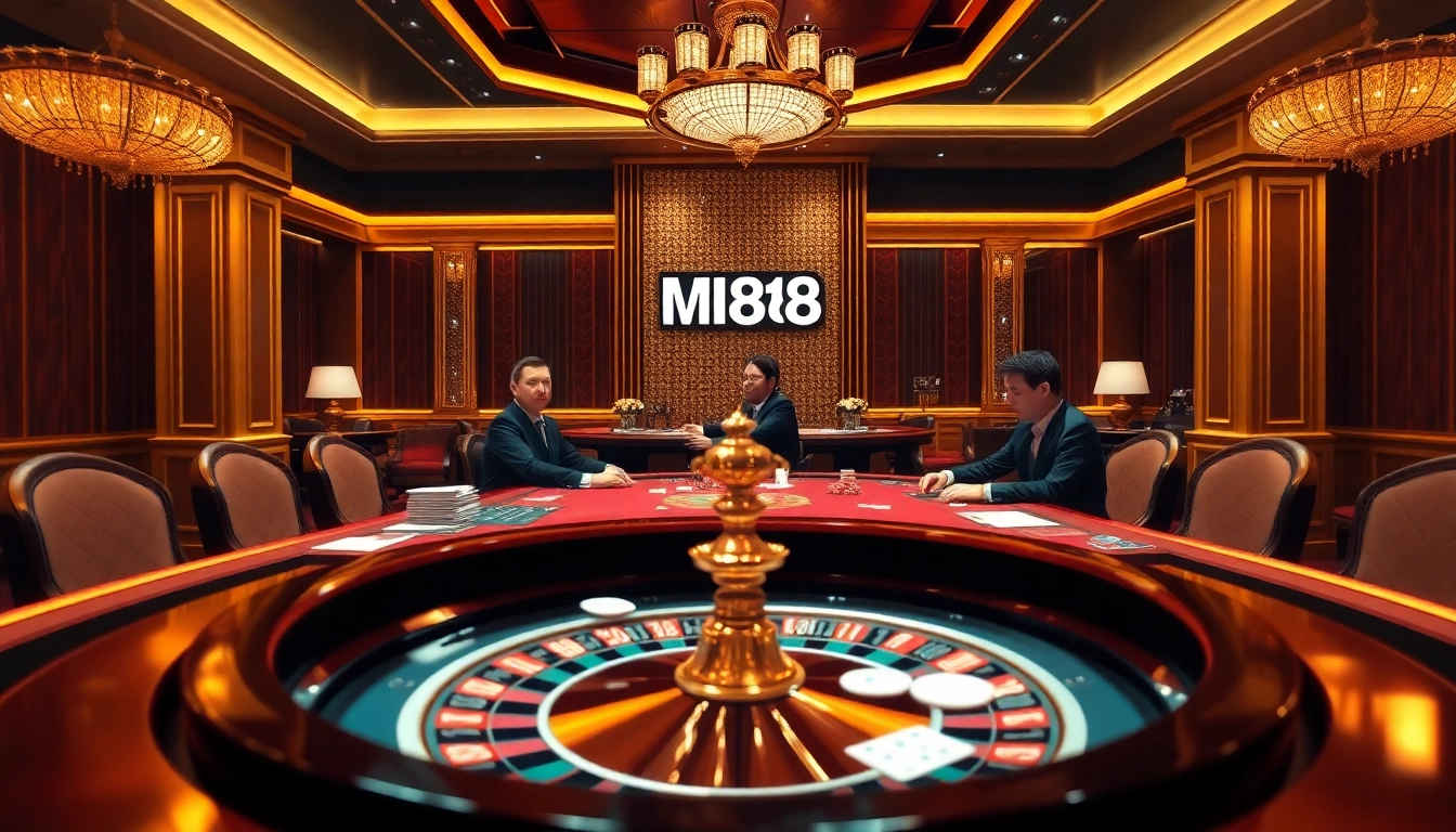 MI88 - Engaging poker game scene with professional players at a luxurious casino table.